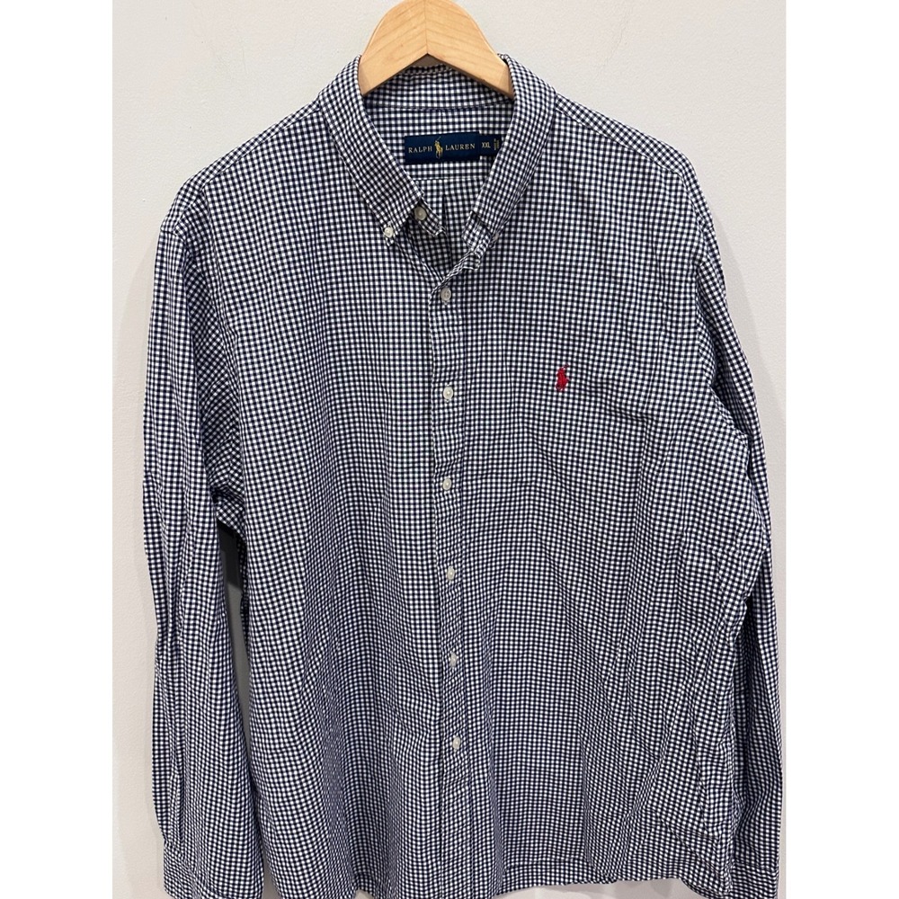 Ralph Lauren Mens XXL Button Down Shirts Lot‎ of 2 Classic Fit Check Long Sleeve